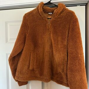 Cozy Faux Sherpa Zip-Up Jacket - JCREW Size Large